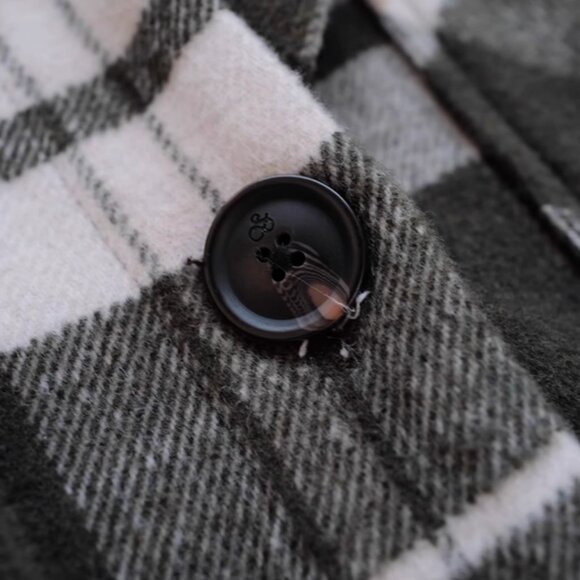 NWT Scotch & Soda Wool Blend Check Long Shirt Jacket S/M Field Green - Picture 9 of 14